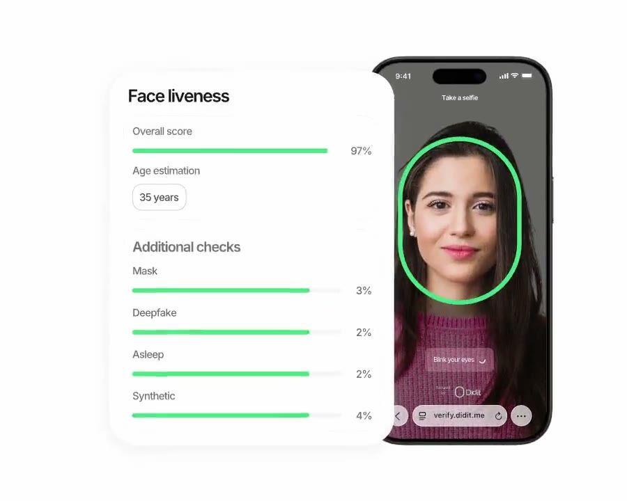 Didit Biometric Authentication, passive liveness re-auth in under two seconds.