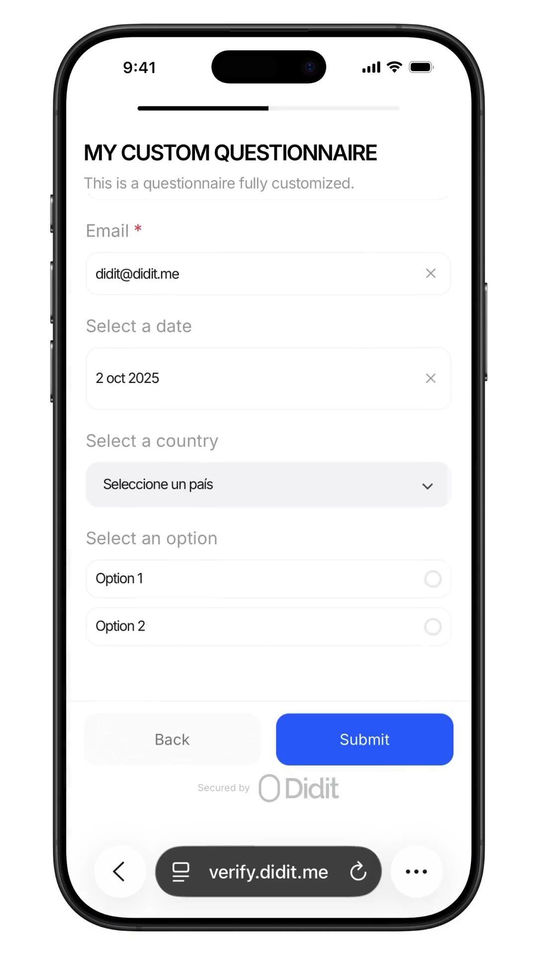 Didit Custom Questionnaires, formulir bercabang yang dikumpulkan dalam sesi verifikasi yang sama.