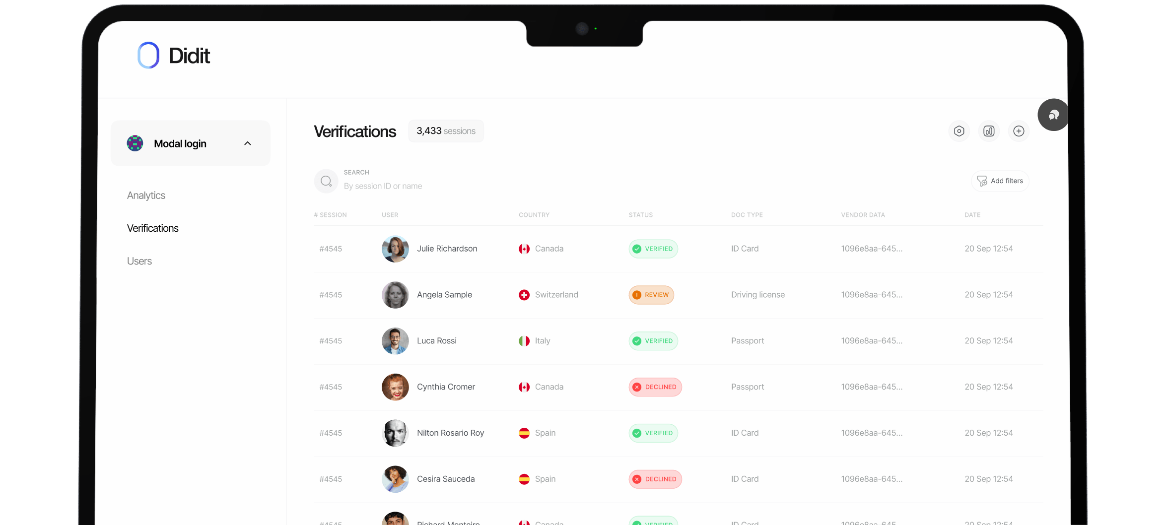 Didit dashboard