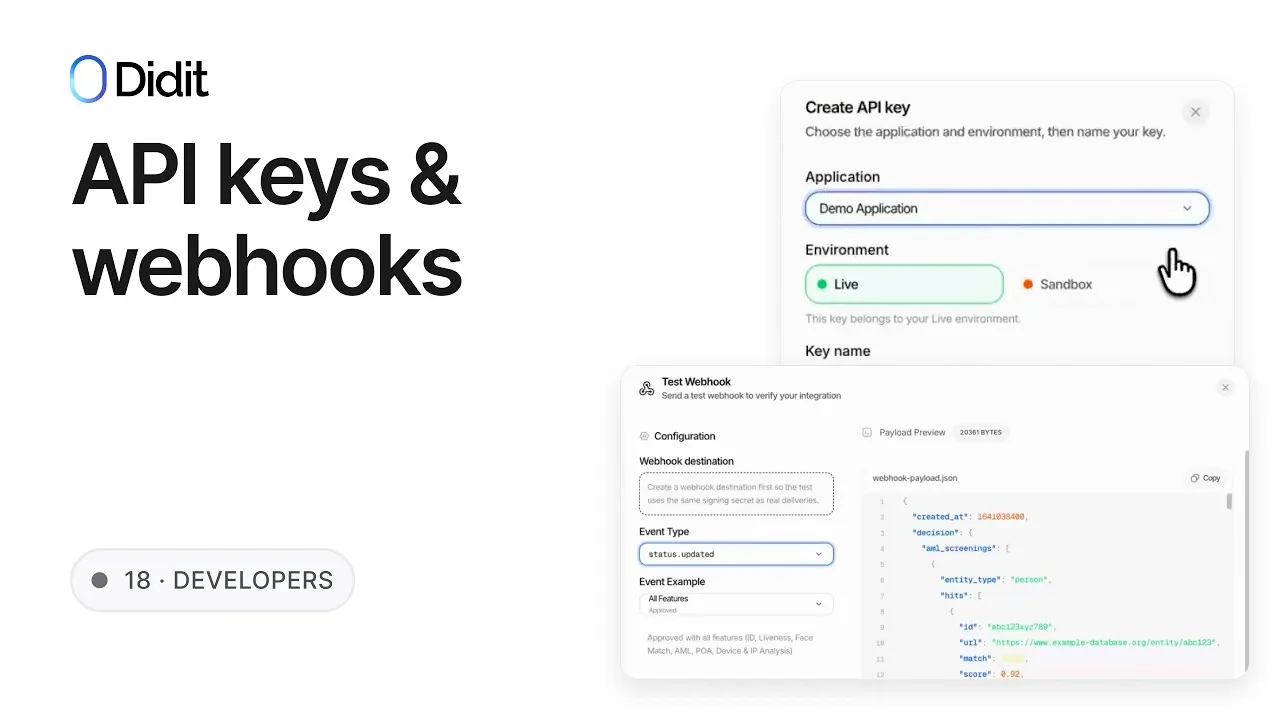 مفاتيح API و Webhooks
